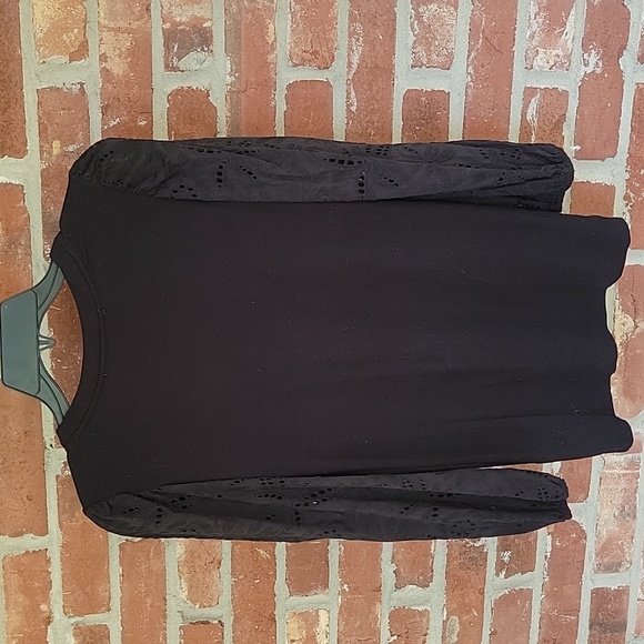 Loft Black Eyelet Sleeve Top - Picture 5 of 8